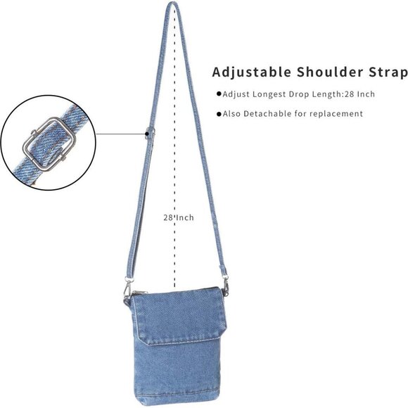 Small Denim Purse Blue Jean Purse Shoulder Bag Denim Crossbody Bags for Women - Picture 4 of 7